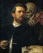 Arnold Bocklin Selbstportrat mit fiedelndem Tod. Spain oil painting artist